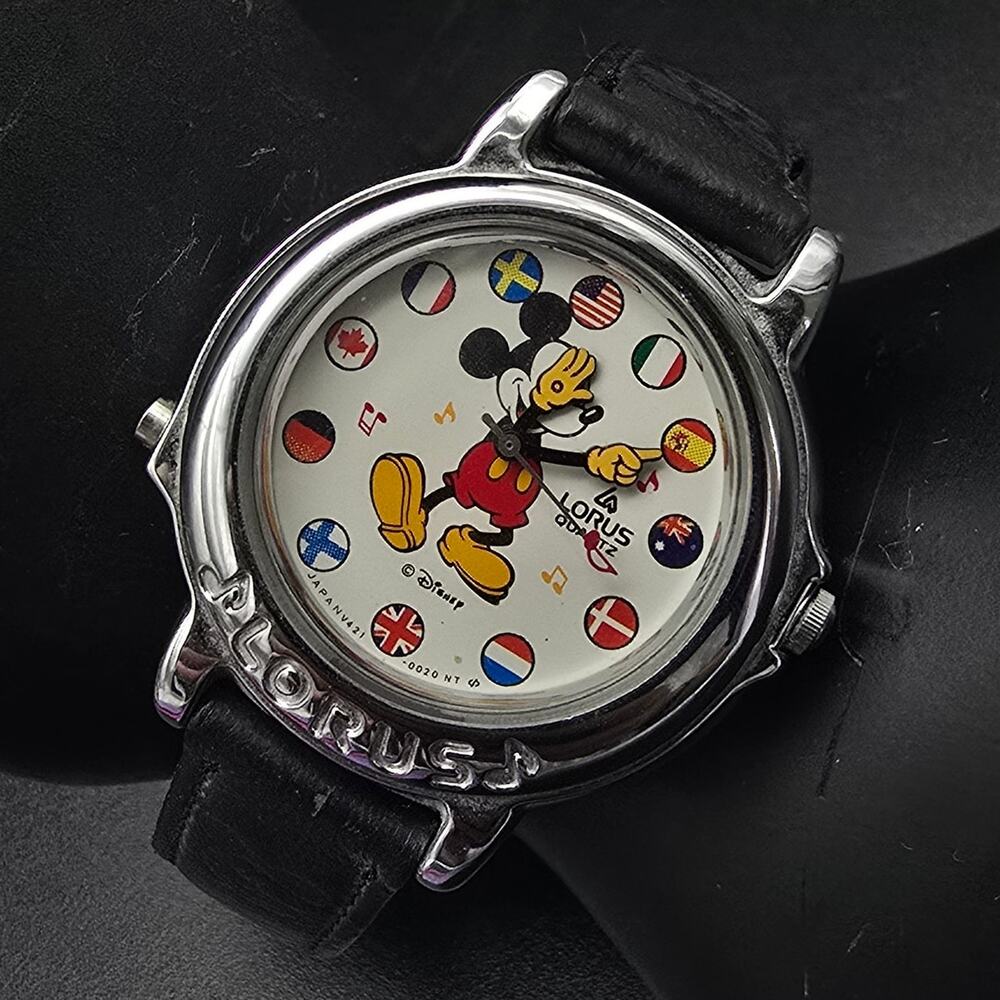 Lorus Mickey Mouse International Flag Watch WORKS Working